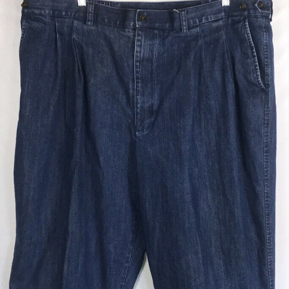 Roundtree & Yorke Denim Jeans Pants Classic Pleated 46 x 29 ❤️